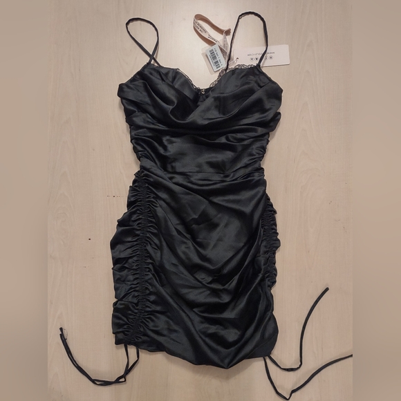 ALL FOR YOU Lace Trim Satin Mini Dress - Picture 6 of 6